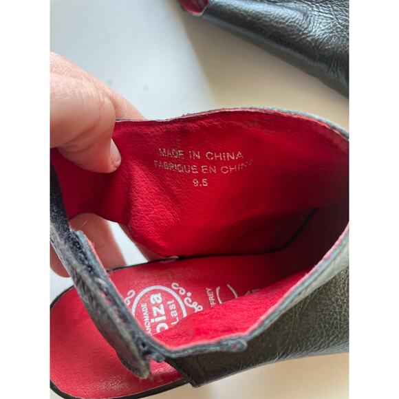 Jeffrey Campbell Black Leather Peep Toe Heels Size 9.5 Block Heel Slingback - Picture 13 of 14